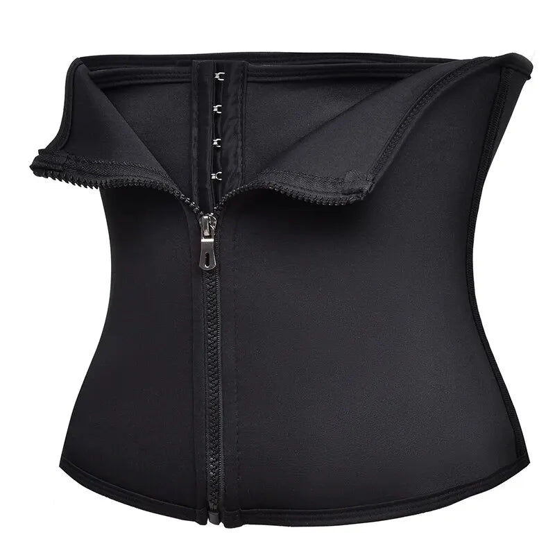 Black shapewear corset with a front zipper closure.