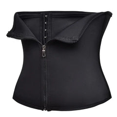 Black shapewear corset with a front zipper closure.